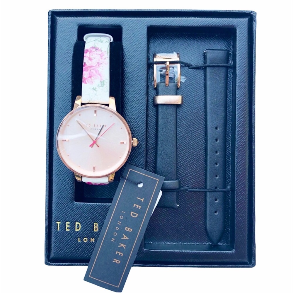 NWT Ted Baker Rose Gold Round Watch-2 Leather Band